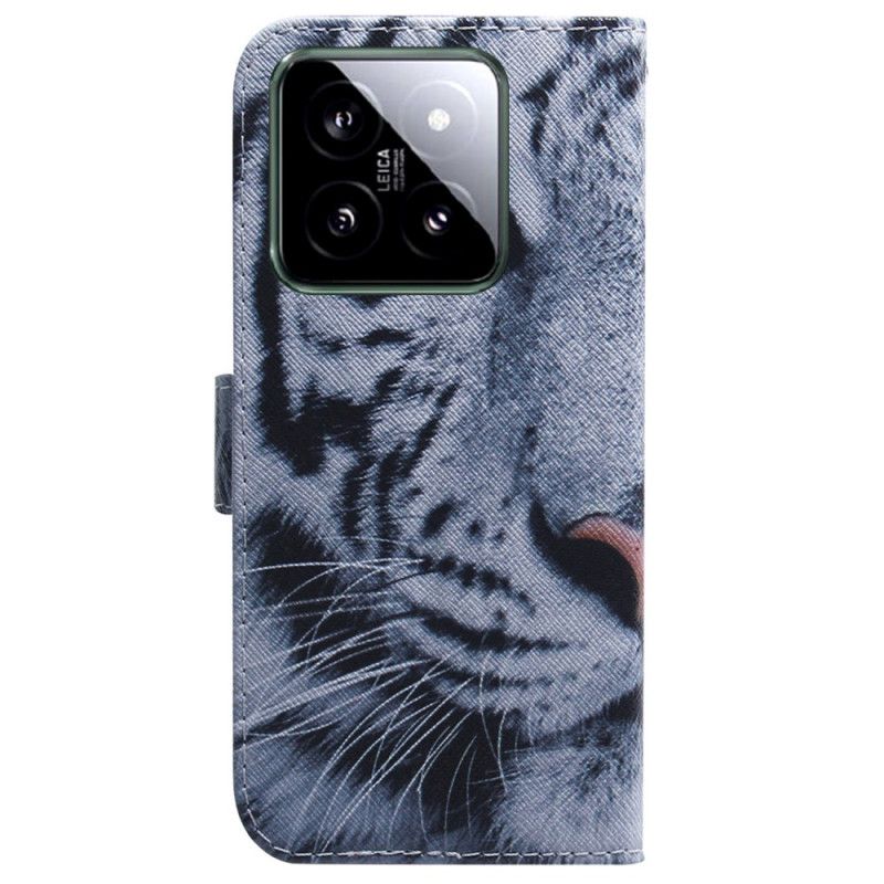 Kožené Puzdro Xiaomi 14 Biely Tiger