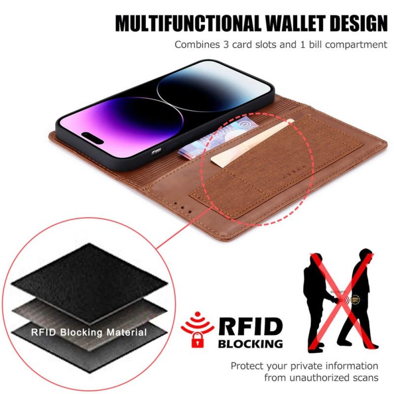 Flipové Puzdro iPhone 14 Pro Kožené Puzdro Štýl Plátna Rfid