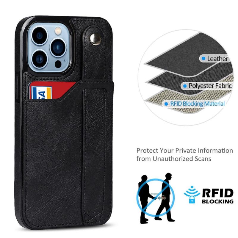 Kryt iPhone 14 Pro Držiak Rfid Karty S Remienkom