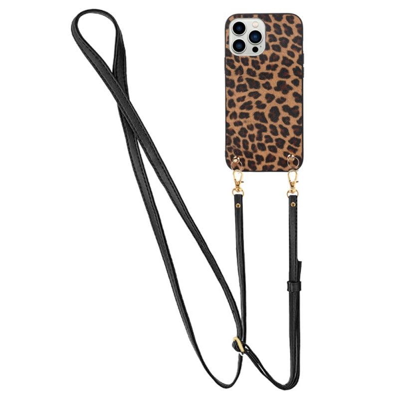 Kryt iPhone 14 Pro Leopard S Popruhom Na Rameno