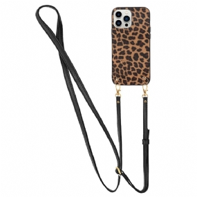 Kryt iPhone 14 Pro Leopard S Popruhom Na Rameno