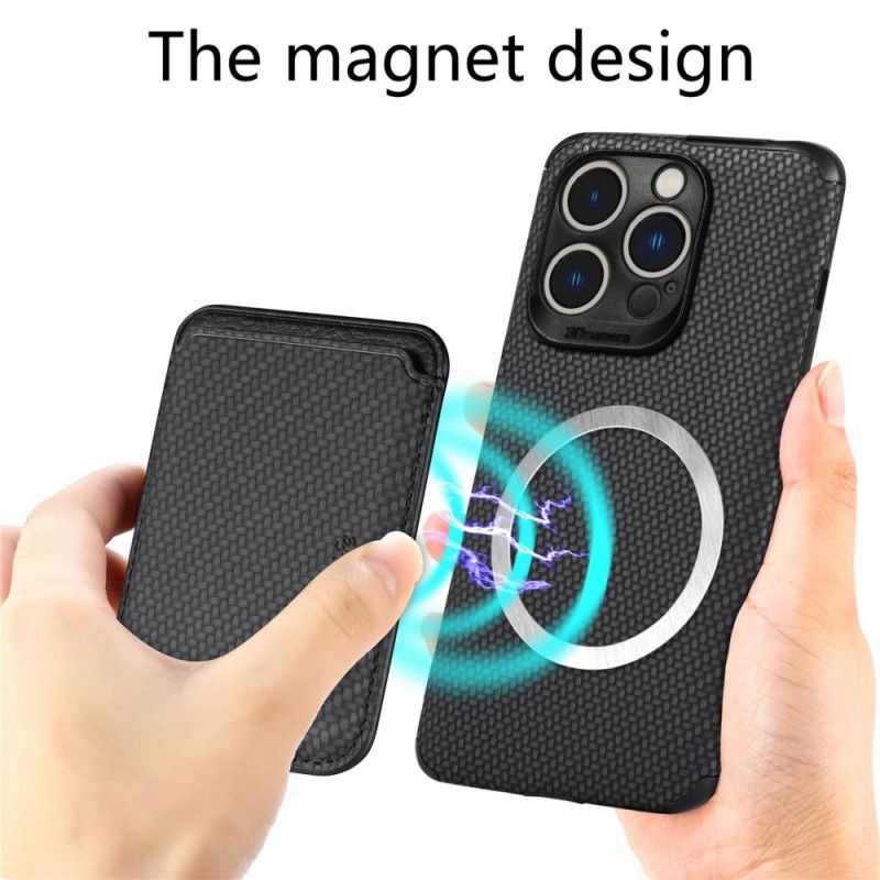 Kryt iPhone 14 Pro Peňaženkový Magnetická A Uhlíková Peňaženka