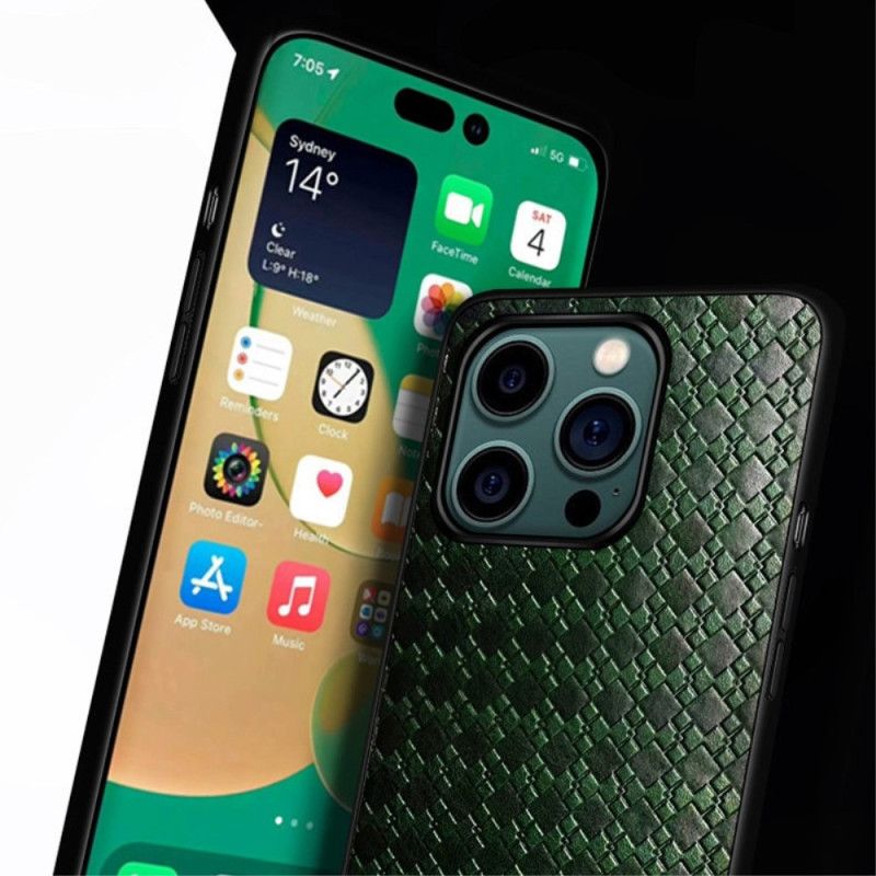 Kryt iPhone 14 Pro Tkaná Umelá Koža