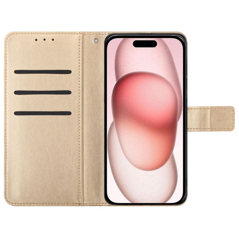 Kožené Puzdro iPhone 16 Plus Kryt Na Mobil Vzor Mandalového Remienka