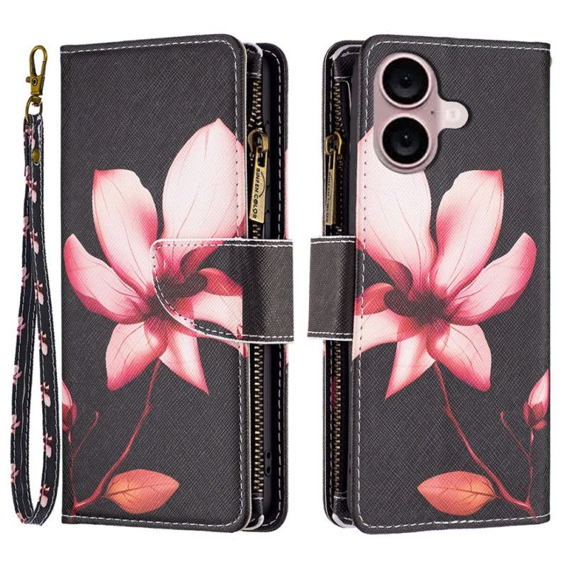 Puzdro iPhone 16 Plus Peňaženka Lotus Strap