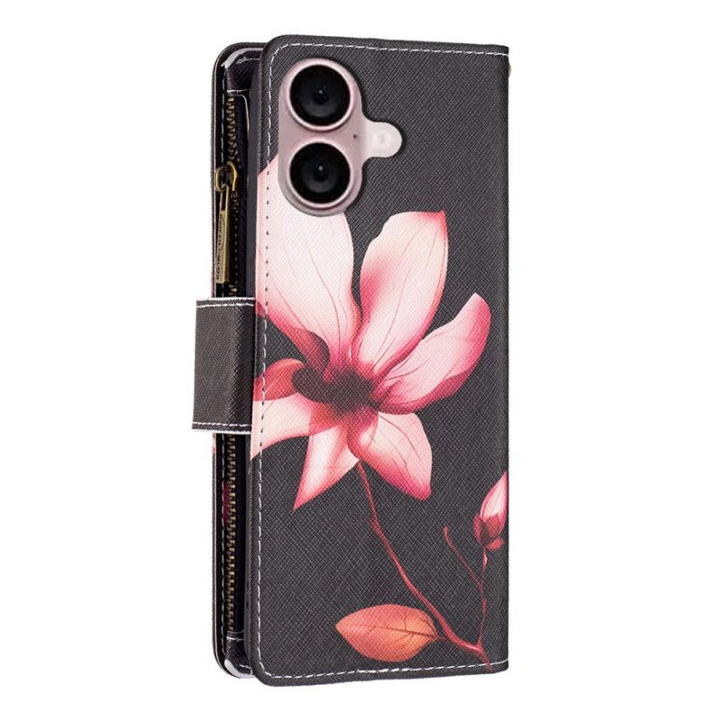 Puzdro iPhone 16 Plus Peňaženka Lotus Strap