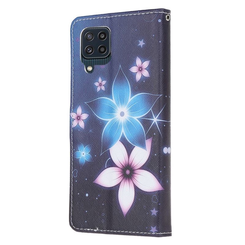 Kožené Puzdro Samsung Galaxy M32 Kvety Lunárneho Popruhu