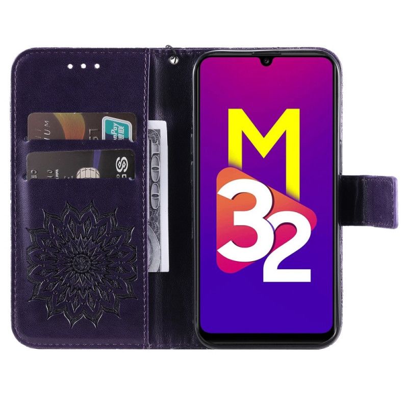 Kožené Puzdro Samsung Galaxy M32 Slnečný Kvet