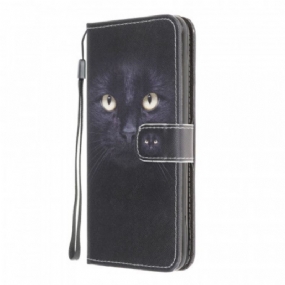 Kožené Puzdro Samsung Galaxy M32 Strappy Black Cat Eyes