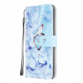 Peňaženkový Kryt Samsung Galaxy M32 Strappy Diamond Butterflies