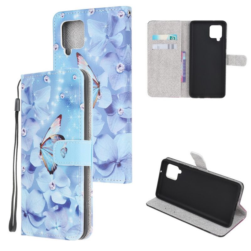 Peňaženkový Kryt Samsung Galaxy M32 Strappy Diamond Butterflies