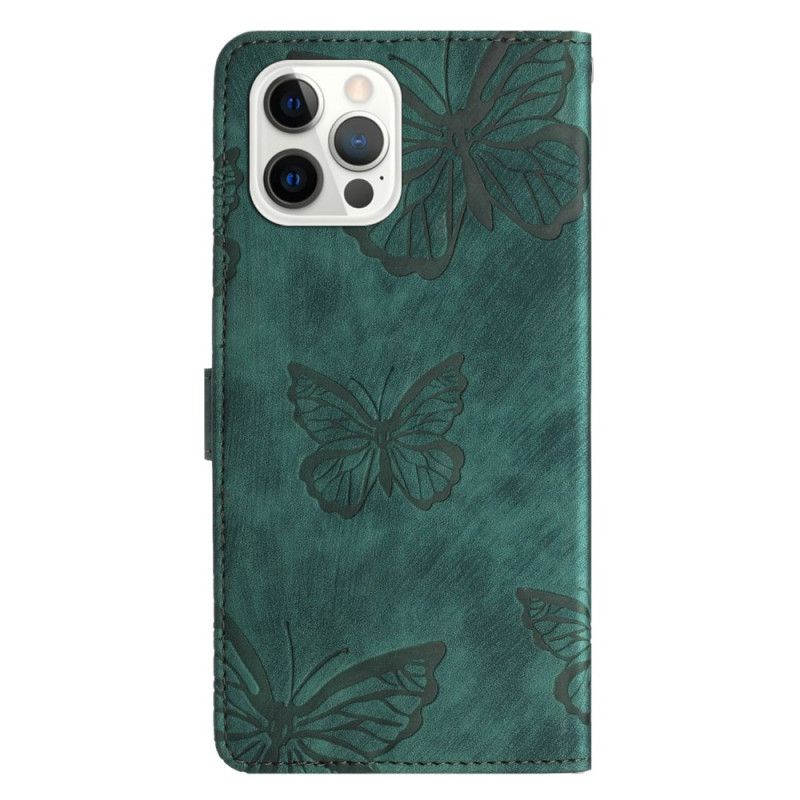 Puzdro iPhone 16 Pro Butterflies Suede Effect