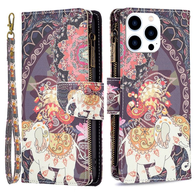 Puzdro iPhone 16 Pro Peňaženka Tribal Elephant