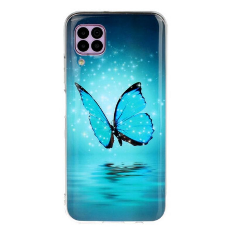 Kryt Huawei P40 Lite Fluorescenčný Modrý Motýľ