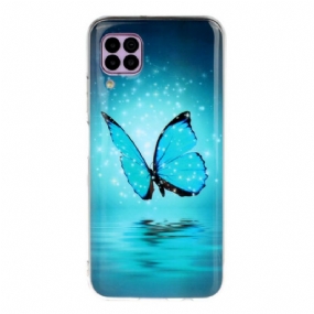 Kryt Huawei P40 Lite Fluorescenčný Modrý Motýľ