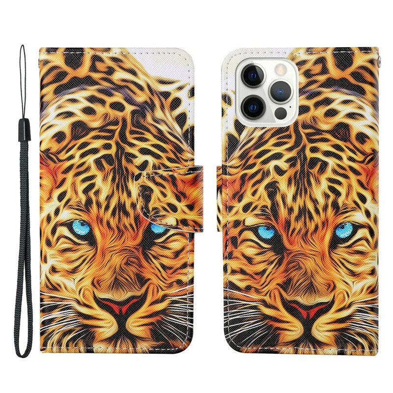 Kožené Puzdro iPhone 13 Pro Tiger S Lanyardom