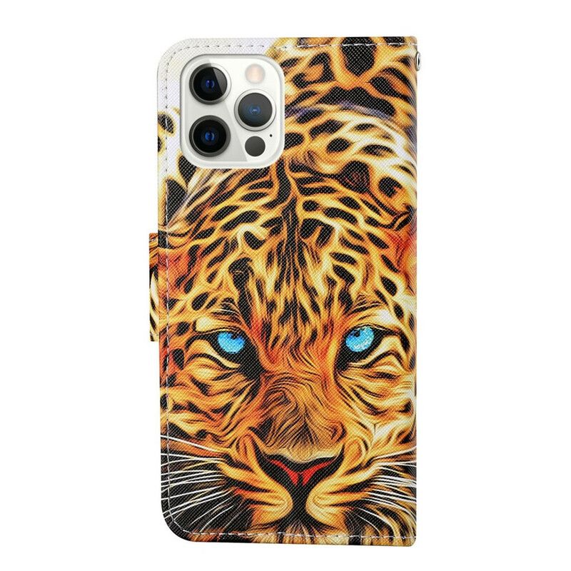 Kožené Puzdro iPhone 13 Pro Tiger S Lanyardom