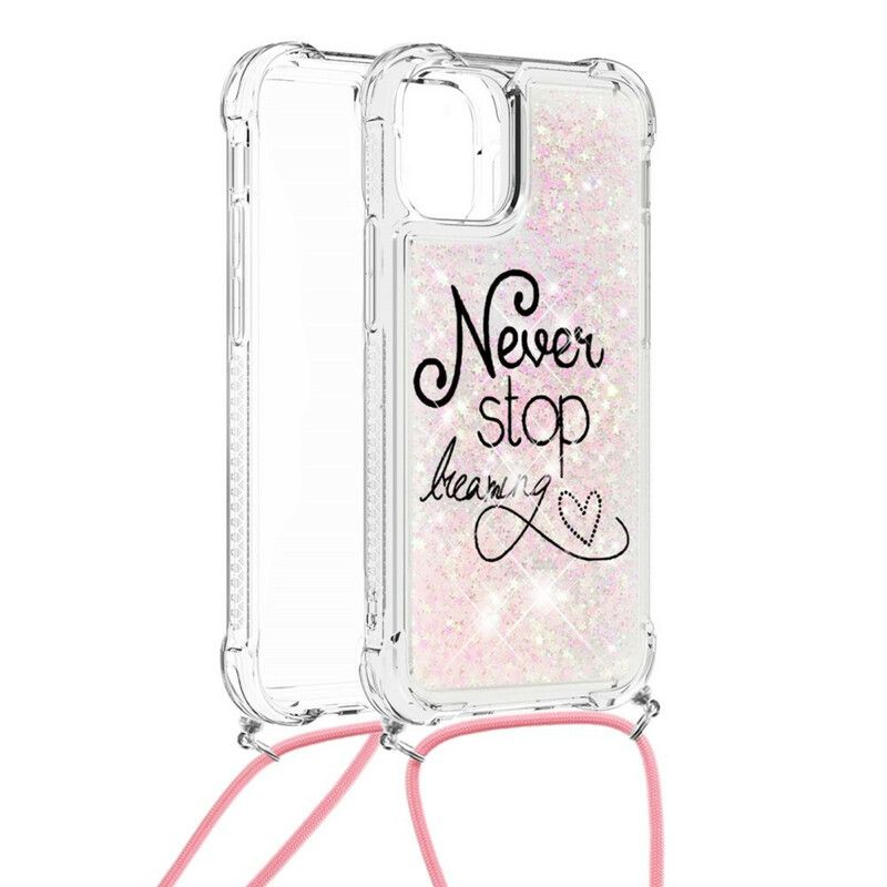 Kryt iPhone 13 Pro Never Stop Glitter Drawstring