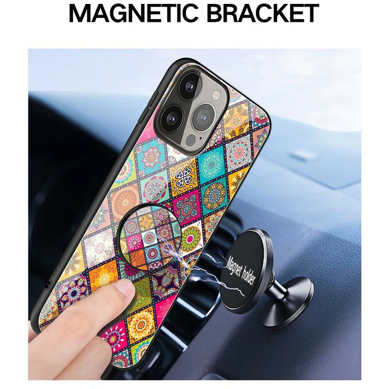 Kryt iPhone 13 Pro Patchworkový Magnetický Držiak