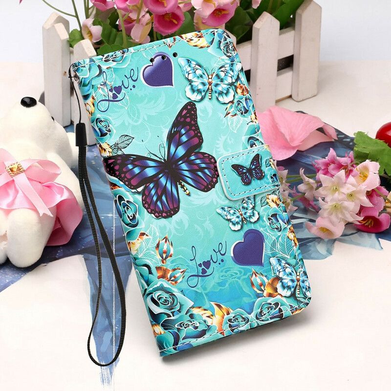 Peňaženkový Kryt iPhone 13 Pro Love Butterflies Strappy