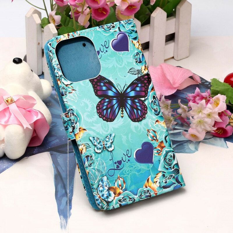 Peňaženkový Kryt iPhone 13 Pro Love Butterflies Strappy