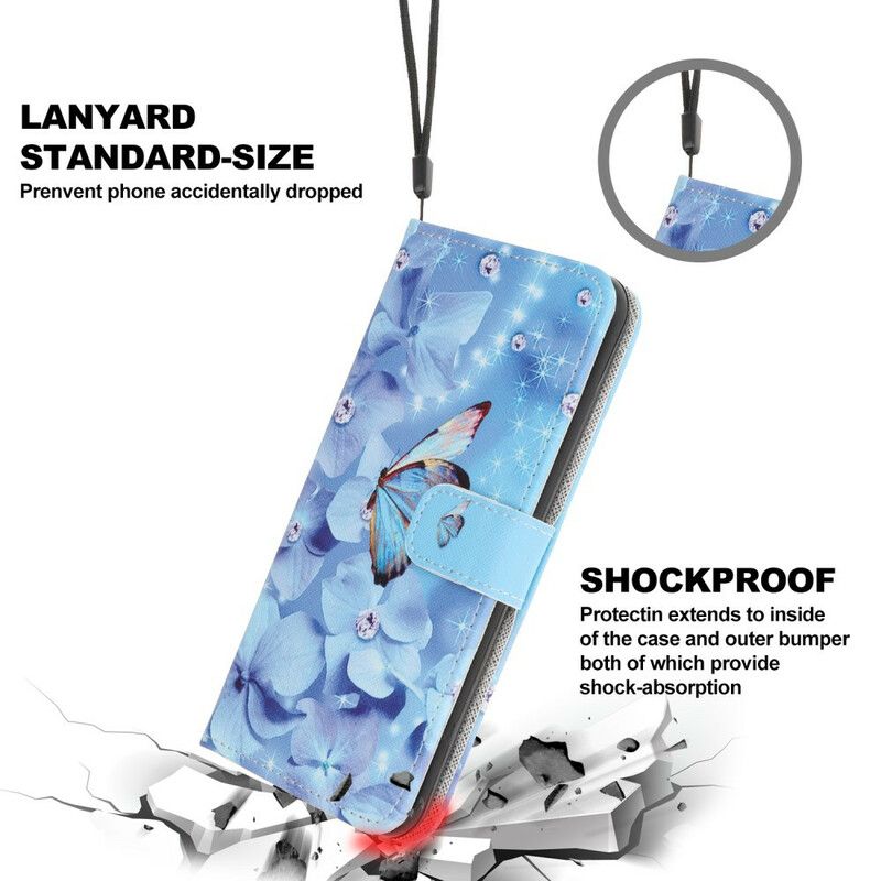 Peňaženkový Kryt iPhone 13 Pro Strappy Diamond Butterflies