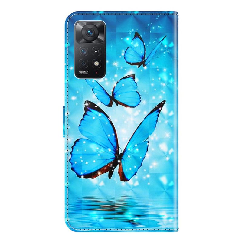 Flipové Puzdro Xiaomi Redmi Note 11 Pro / 11 Pro 5G Lietajúce Modré Motýle