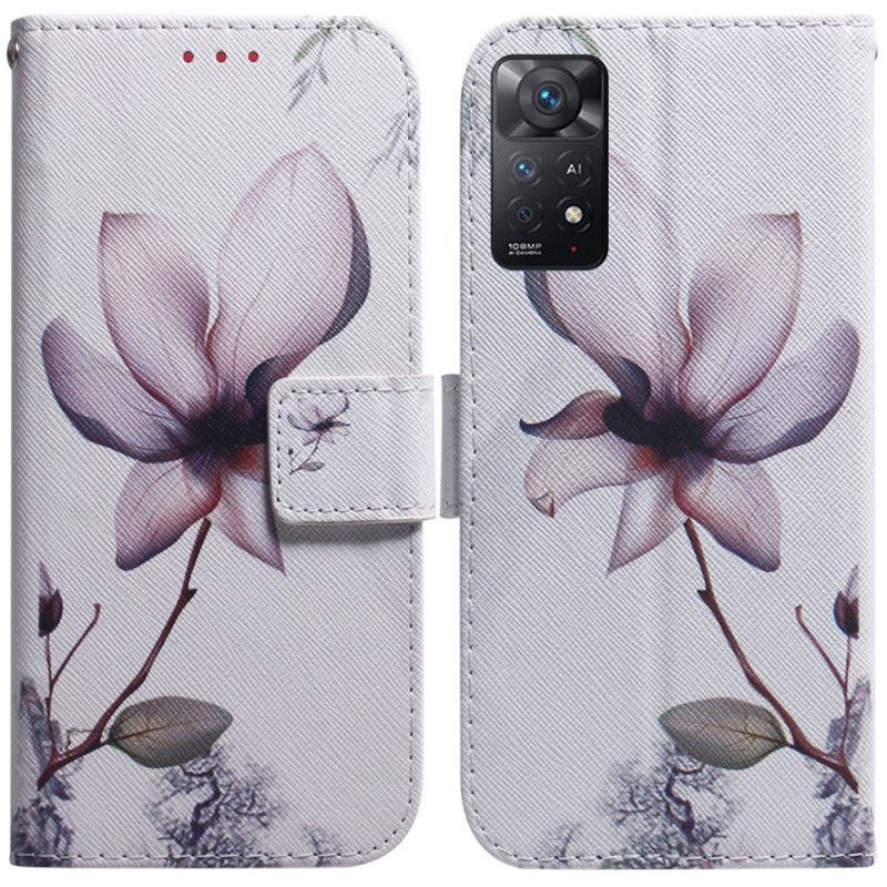 Kožené Puzdro Xiaomi Redmi Note 11 Pro / 11 Pro 5G Kvet Dusty Pink