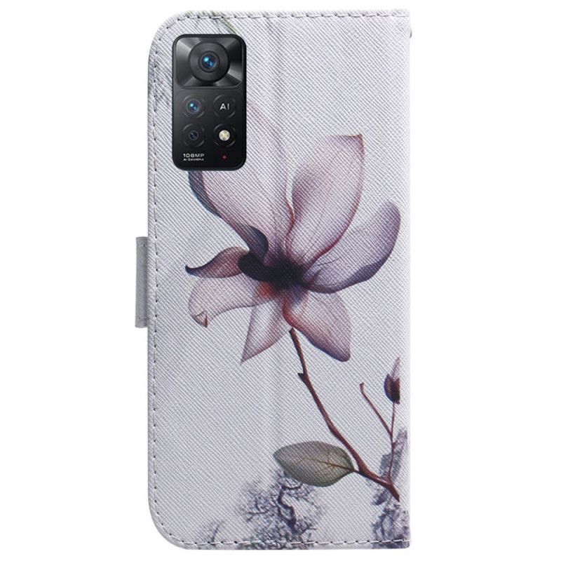 Kožené Puzdro Xiaomi Redmi Note 11 Pro / 11 Pro 5G Kvet Dusty Pink