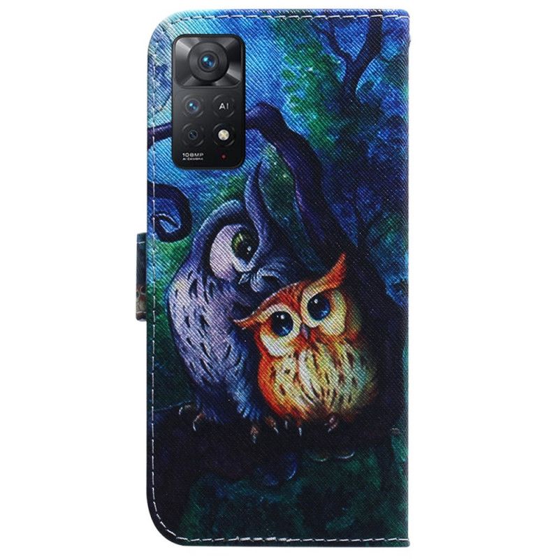 Kožené Puzdro Xiaomi Redmi Note 11 Pro / 11 Pro 5G Maľovanie Sov