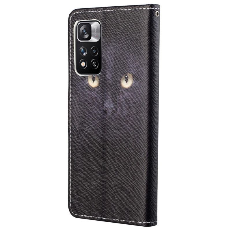 Kožené Puzdro Xiaomi Redmi Note 11 Pro / 11 Pro 5G Strappy Black Cat Eyes