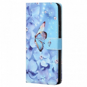 Kožené Puzdro Xiaomi Redmi Note 11 Pro / 11 Pro 5G Strappy Diamond Butterflies