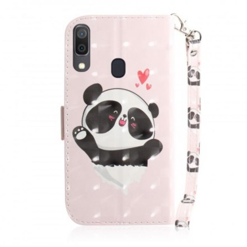 Peňaženkový Kryt Samsung Galaxy A30 Panda Love With Lanyard