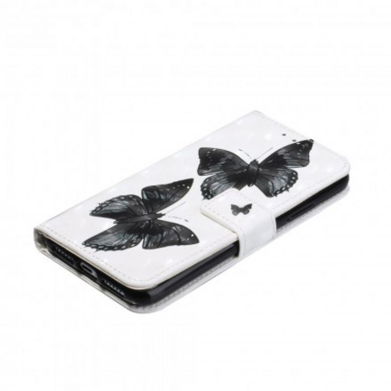 Kožené Puzdro iPhone 11 Butterfly Nastaviteľný Popruh