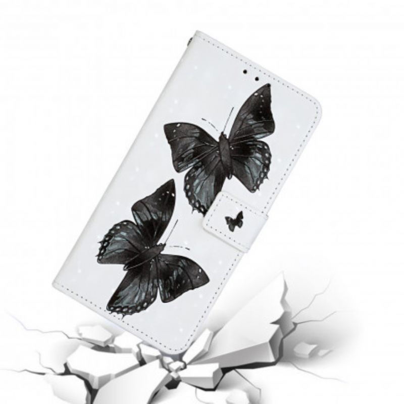 Kožené Puzdro iPhone 11 Butterfly Nastaviteľný Popruh