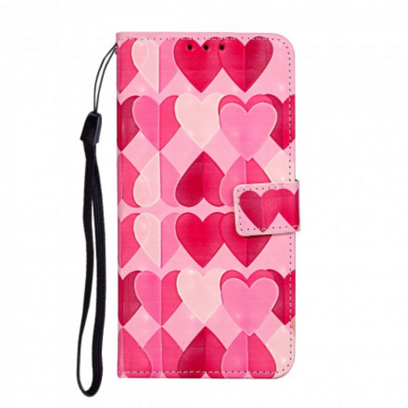 Kožené Puzdro iPhone 11 Nastaviteľný Popruh Hearts