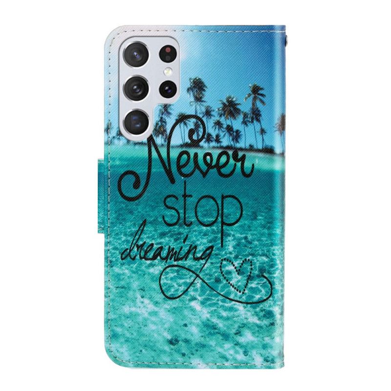 Flipové Puzdro Samsung Galaxy S22 Ultra 5G Never Stop Dreaming Navy Strappy