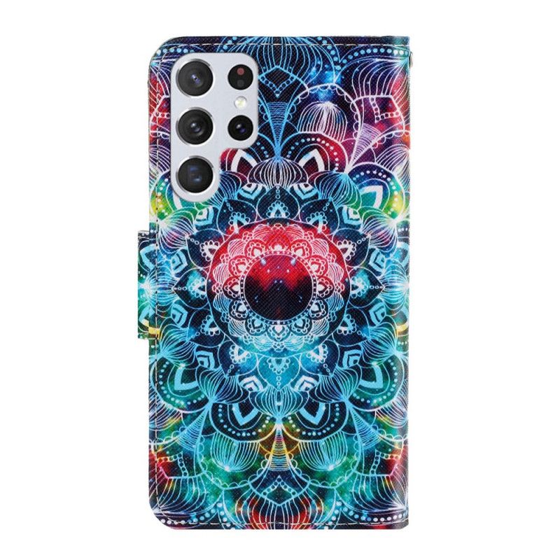 Kožené Puzdro Samsung Galaxy S22 Ultra 5G Okázalá Strappy Mandala