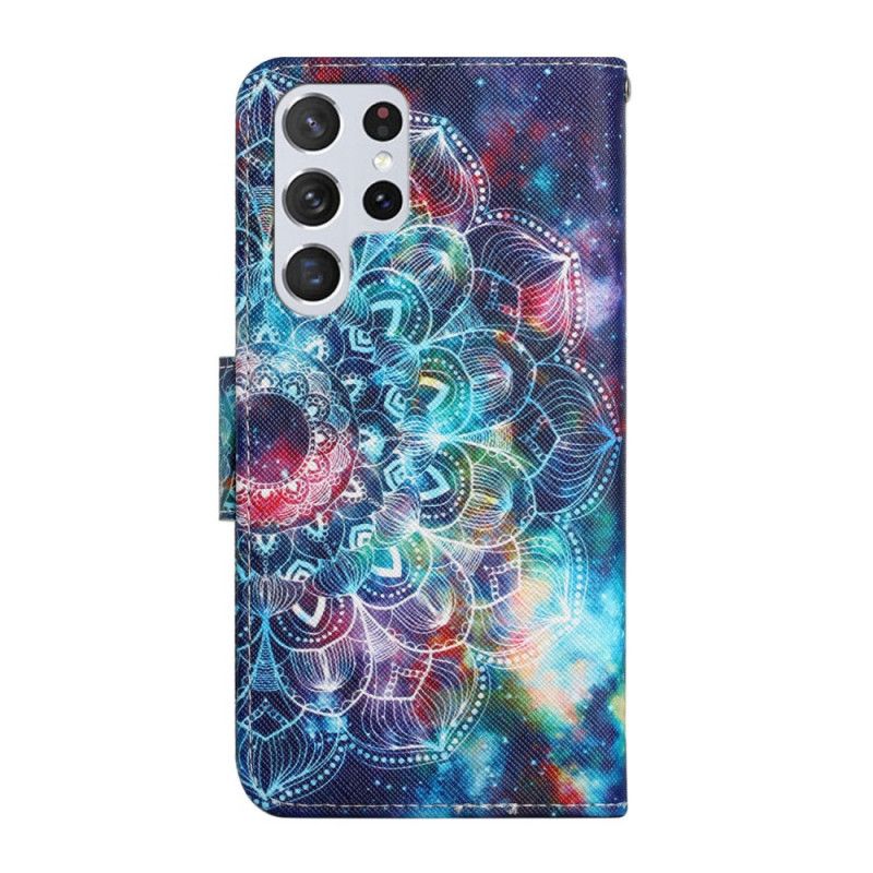 Kožené Puzdro Samsung Galaxy S22 Ultra 5G Okázalý Popruh Half Mandala