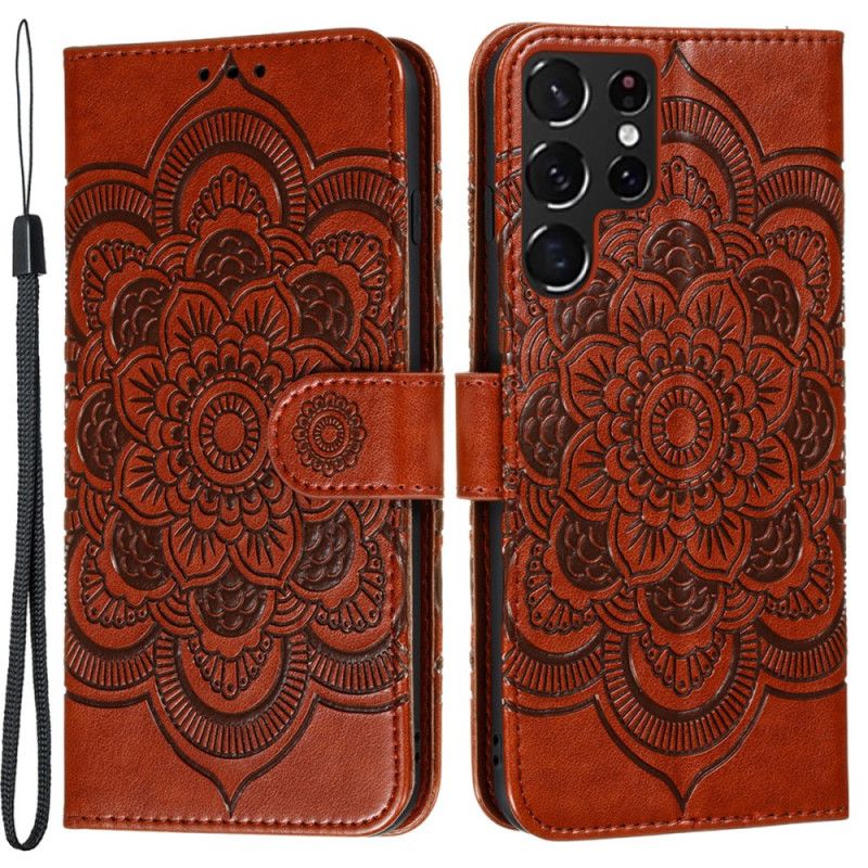 Kožené Puzdro Samsung Galaxy S22 Ultra 5G Plná Mandala