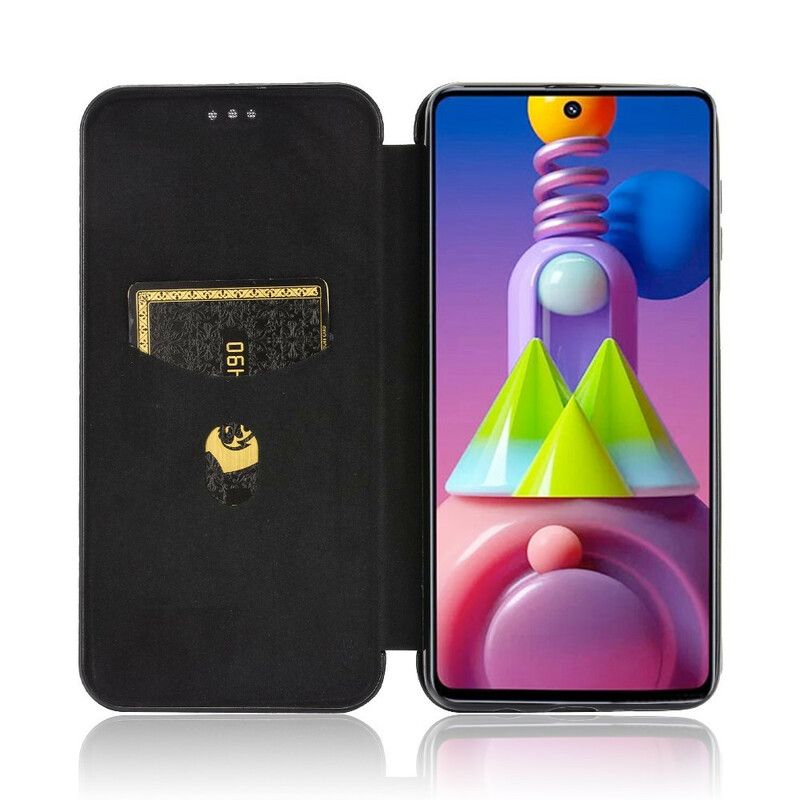 Flipové Puzdro Samsung Galaxy M51 Kožené Puzdro Uhlíkové Vlákno