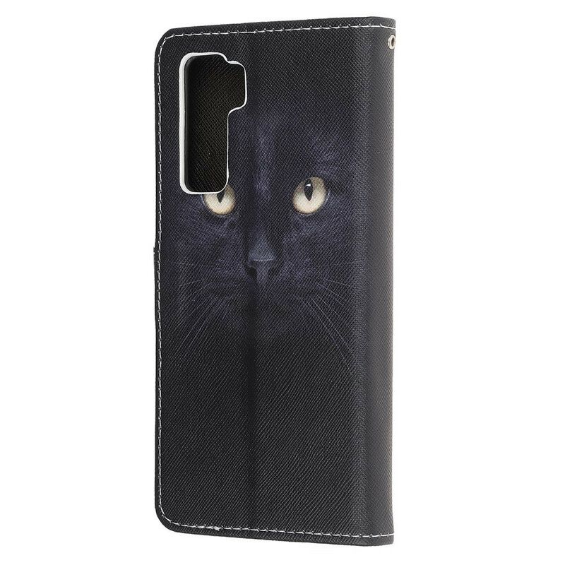 Kožené Puzdro Huawei P40 Lite 5G Strappy Black Cat Eyes