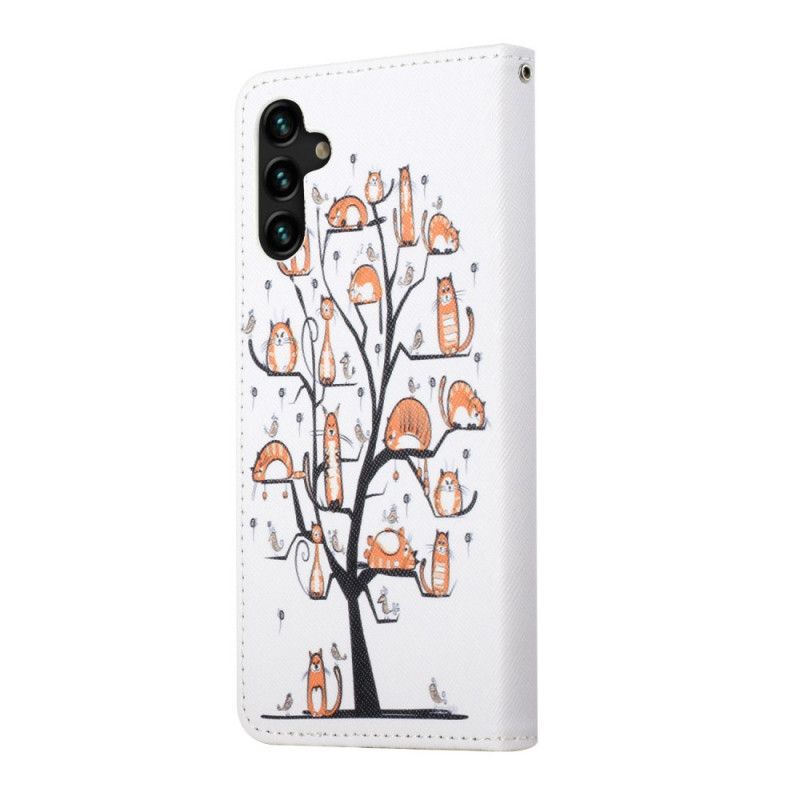 Kožené Puzdro Samsung Galaxy A13 5G / A04s / 04s Funky Cats Strappy