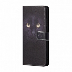 Kožené Puzdro Samsung Galaxy A13 5G / A04s Strappy Black Cat Eyes