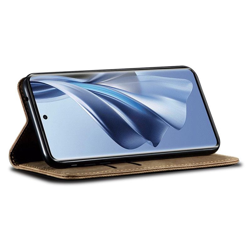 Kožené Puzdro Oppo Reno 12 5g Džínsová Tkanina