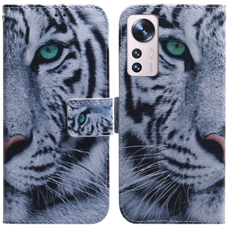 Kožené Puzdro Xiaomi 12 Pro Biely Tiger