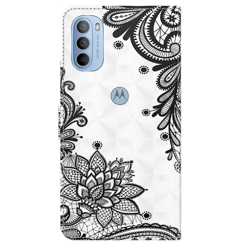 Kožené Puzdro Moto G41 / G31 Elegantná Čipka