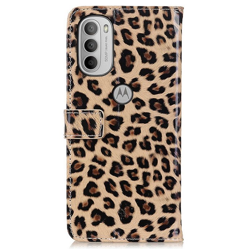 Kožené Puzdro Moto G41 / G31 Obyčajný Leopard