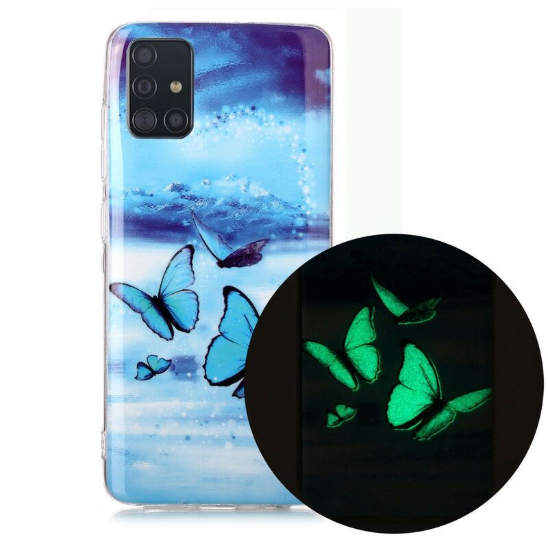 Kryt Samsung Galaxy A51 Séria Fluorescenčných Motýľov