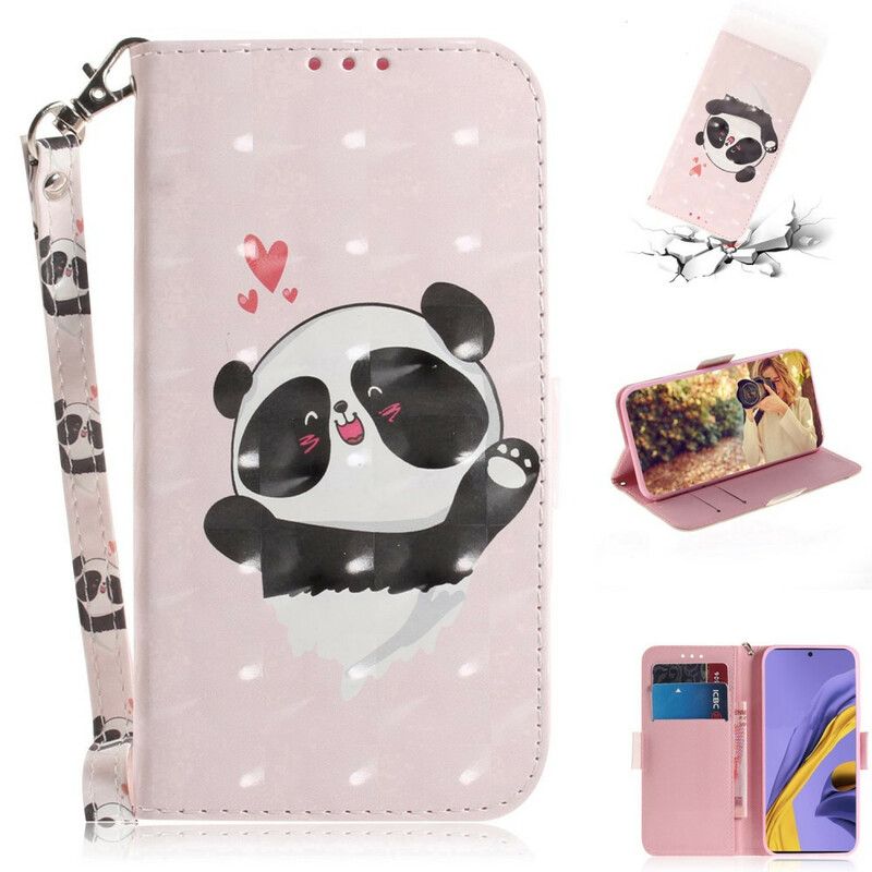 Peňaženkový Kryt Samsung Galaxy A51 Panda Love With Lanyard